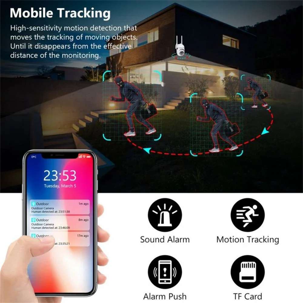 4K 8MP WiFi Wireless Monitor Camera Motion Detection Two-Way Audio Smart Home Security Protection 355°/90° Swivelling IP Camera - Image 3