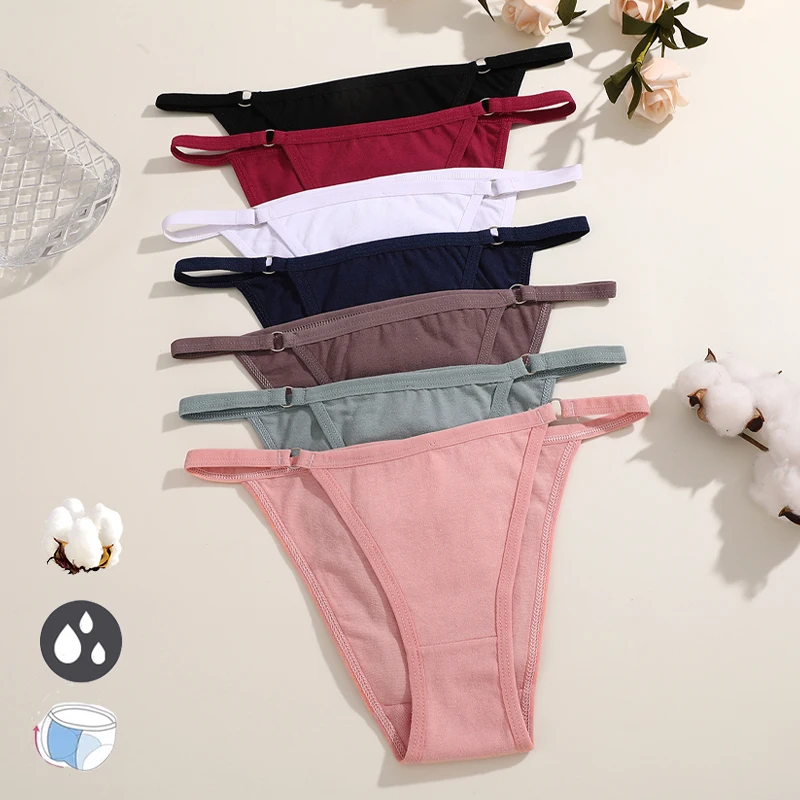 FINETOO 4Pcs Women's Cotton Panties Sexy Metal Ring Waist Underwear Solid Breathable Panties Ladies Soft Briefs Comfort Lingerie - Image 4