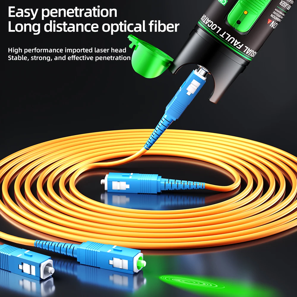SAIVXIAN Visual fault locator Rechargeable Fiber Optic Green Light Pen 15/30MW Fiber Optic Tester Strong Light Passage Pen Test - Image 2