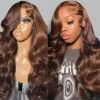 Chocolate Brown Lace Front Wig Transparent HD 13×6 Lace Frontal Wig 100% Colored Body Wave Human Hair Wigs 4×4 5×5 Preplucked