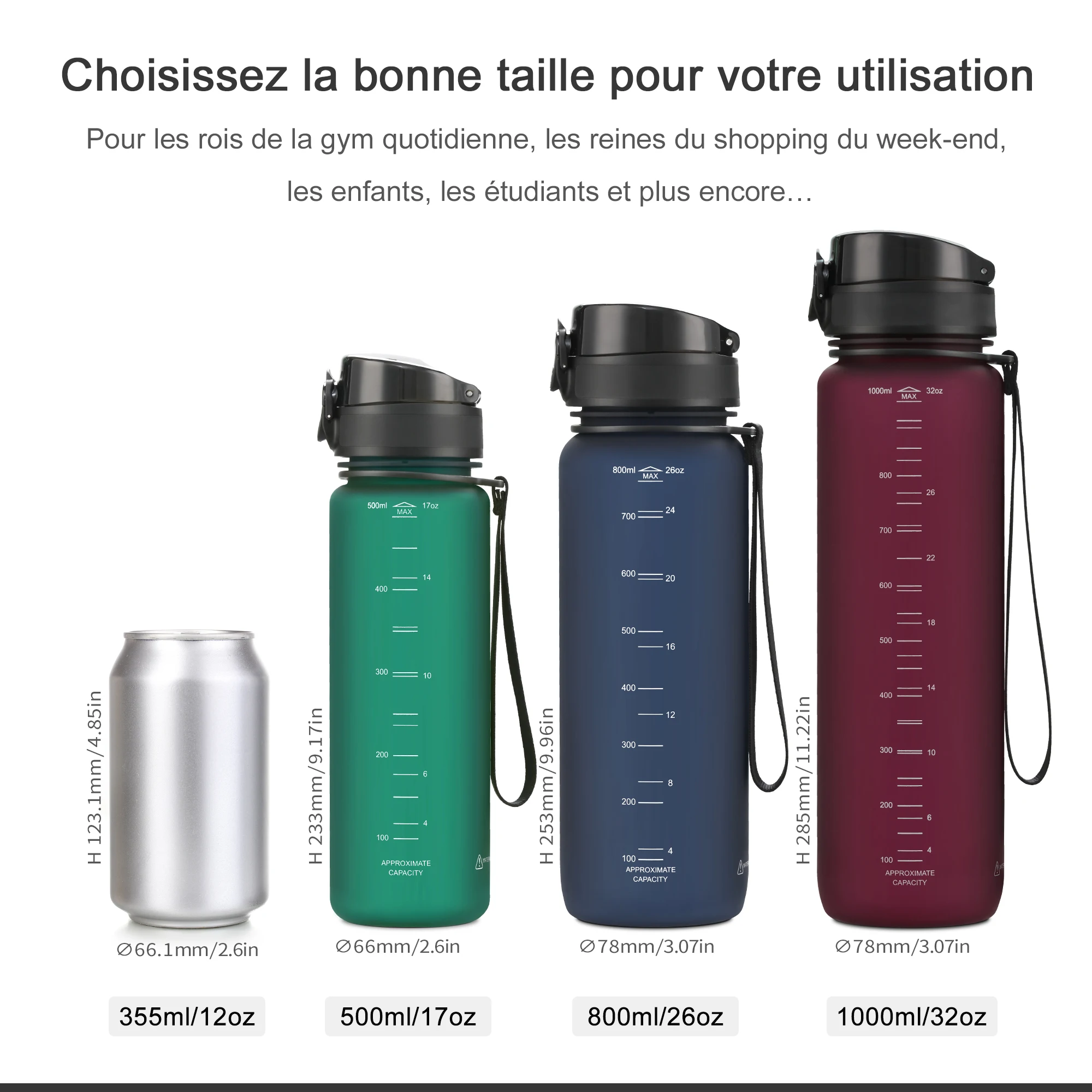 Hot Sale 500/1000ML Sports Water Bottle Shaker Outdoor Travel Portable Leakproof Drinkware Tritan Plastic Drink Bottle BPA Free - Image 5
