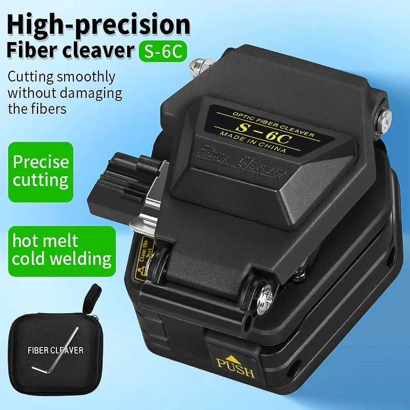High Precision Fiber Cleaver Black S-6C Optical Fiber Cable Cutting Knife FTTT Fiber Optic Knife Tools Cutter 16 Surface Blade - Image 2