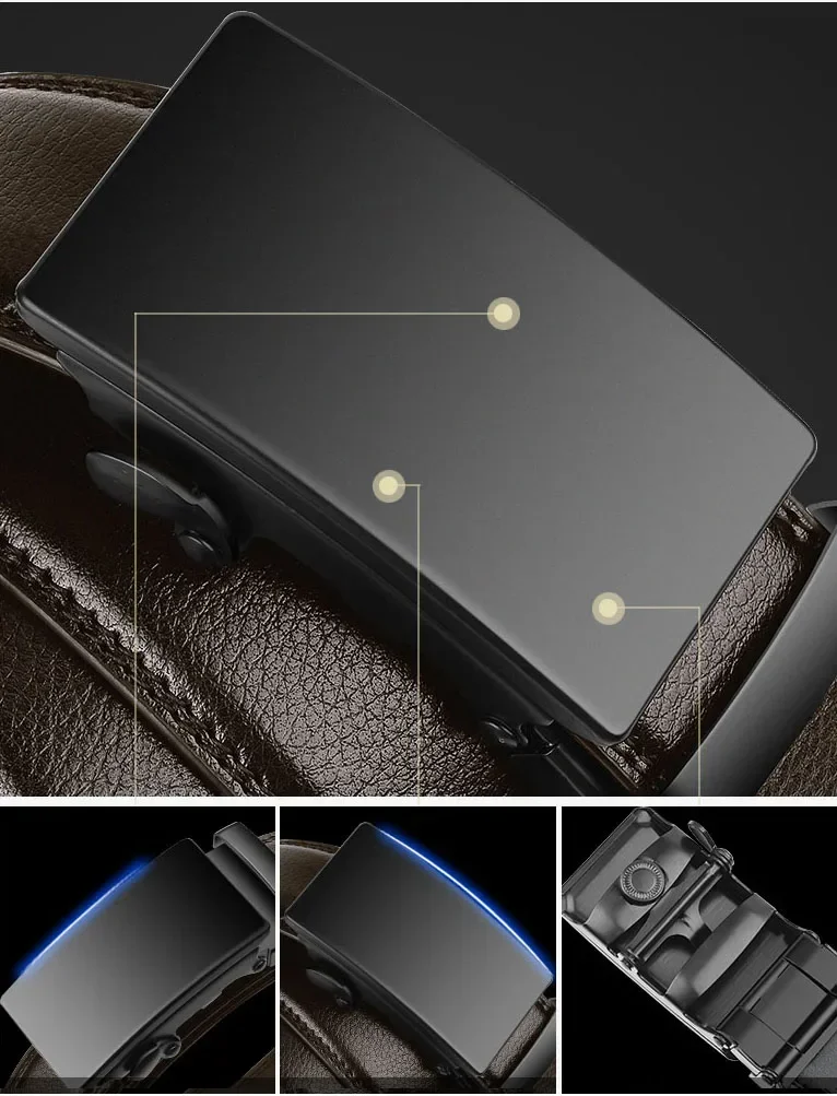 Automatic Buckle Belt for Men Famous Brand Business Belt Men PU Leather Waist Straps Black Male Jeans Belts for Men - Image 4