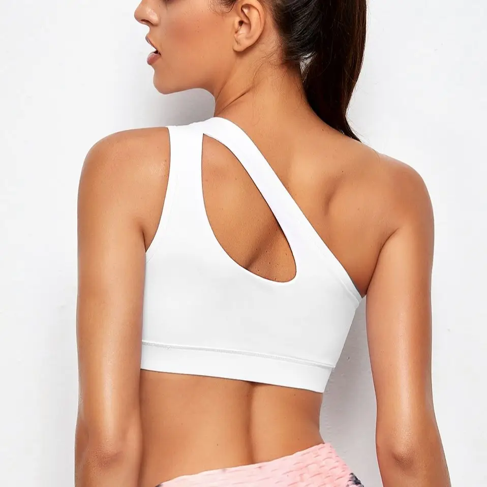Women Sports Bra Push Up Fitness Bras One Shoulder Shockproof Yoga Bra Black White Yoga Running Bra Sexy Vest - Image 2