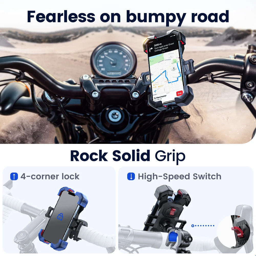 Joyroom Universal Bike Phone Holder 360° View Bicycle Phone Holder for 4.7-7 inch Mobile Phone Stand Shockproof Bracket GPS Clip - Image 5