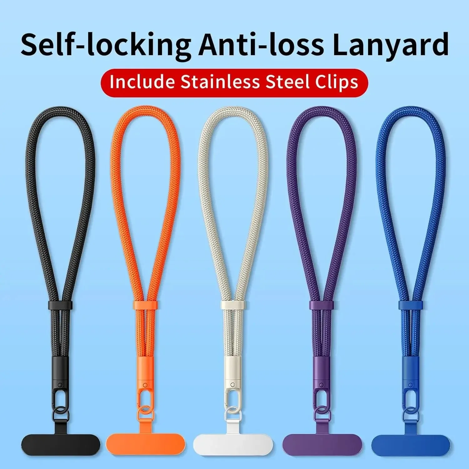 Universal Adjustable Mobile Phone Self-locking Anti-loss Lanyard for iPhone Samsung Short Wrist Strap Durable Cell Phone Strap
