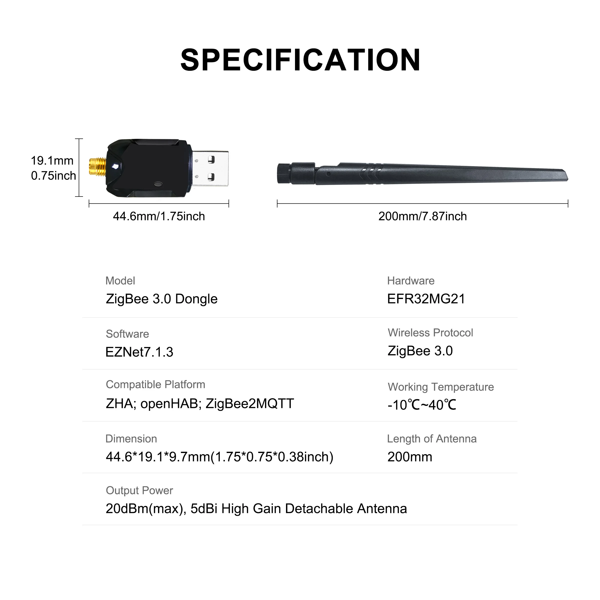 GIRIER ZigBee 3.0 Dongle USB Gateway, Universal ZigBee Gateway with Antenna Compatible with Home Assistant OpenHAB ZigBee2MQTT - Image 5