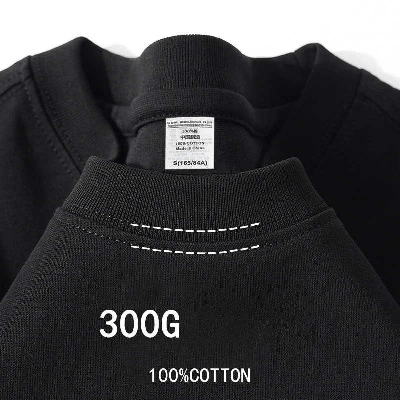 300g Cotton T Shirts Men Short Sleeved Heavyweight Summer Round Neck Loose Breathable Shirt for Men Women Basic Tee - Image 3