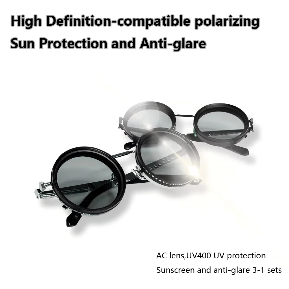 Polarized Round Sunglasses ND9 Adjustable Dimming Sun Glasses Men Women Retro Punk Men's Fishing Eyeglasses Outdoor Shades UV400 - Image 2