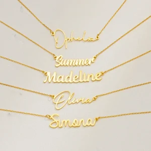 Custom Name Necklace for Women Personalised Cursive Letter Pendant Stainless Steel Jewelry Men Chain Choker Collar New 2024