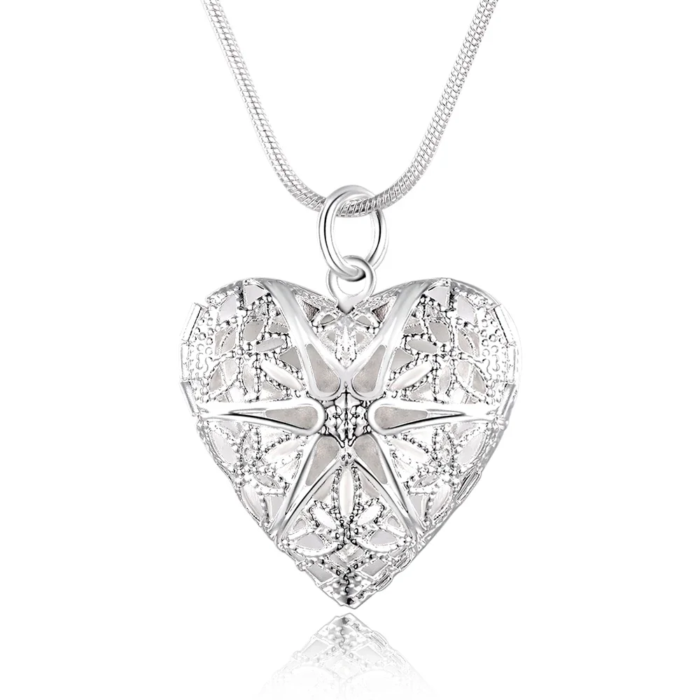 Hot 925 Sterling Silver Photo Frame Pendant Necklace 18/20/22/24 Inch Snake Chain For Woman Charm Wedding Fashion Jewelry - Image 3