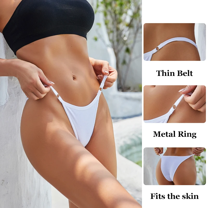 FINETOO 4Pcs Women's Cotton Panties Sexy Metal Ring Waist Underwear Solid Breathable Panties Ladies Soft Briefs Comfort Lingerie - Image 3