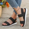 Women’s fashion trend anti-slip wear comfortable matching color sole pure black shoelace flat sandals
