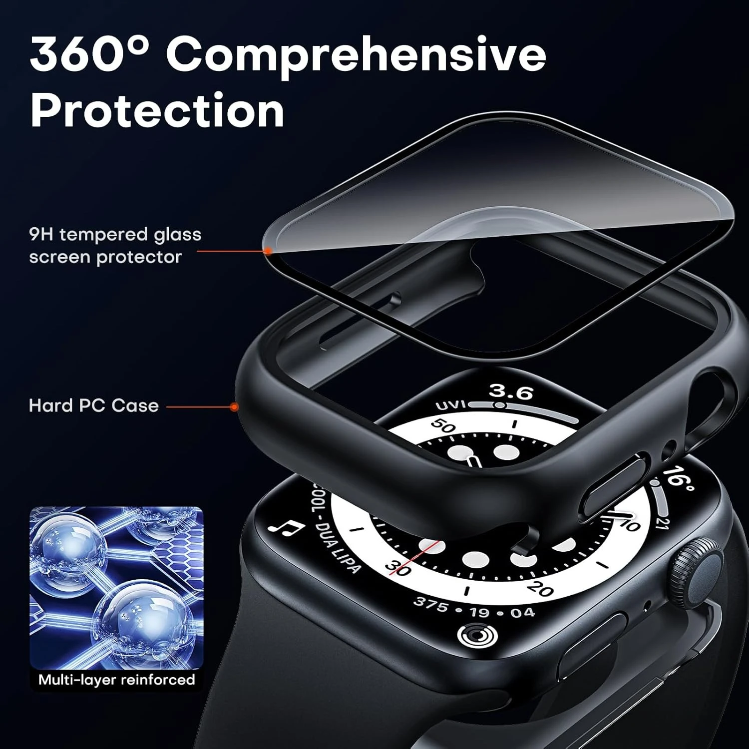 Tempered glass+Case for Apple Watch 46mm 44mm 45mm 41mm 40mm 42mm Screen Protector for iwatch series 10 9 8 7 6 SE 5 Accessories - Image 2