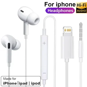 Original Earphones For Apple iPhone 14 Pro Max Lightning Headphones 13 12 11 Mini X XS XR SE 6 7 8 Plus Wired In-Ear Call Earbud