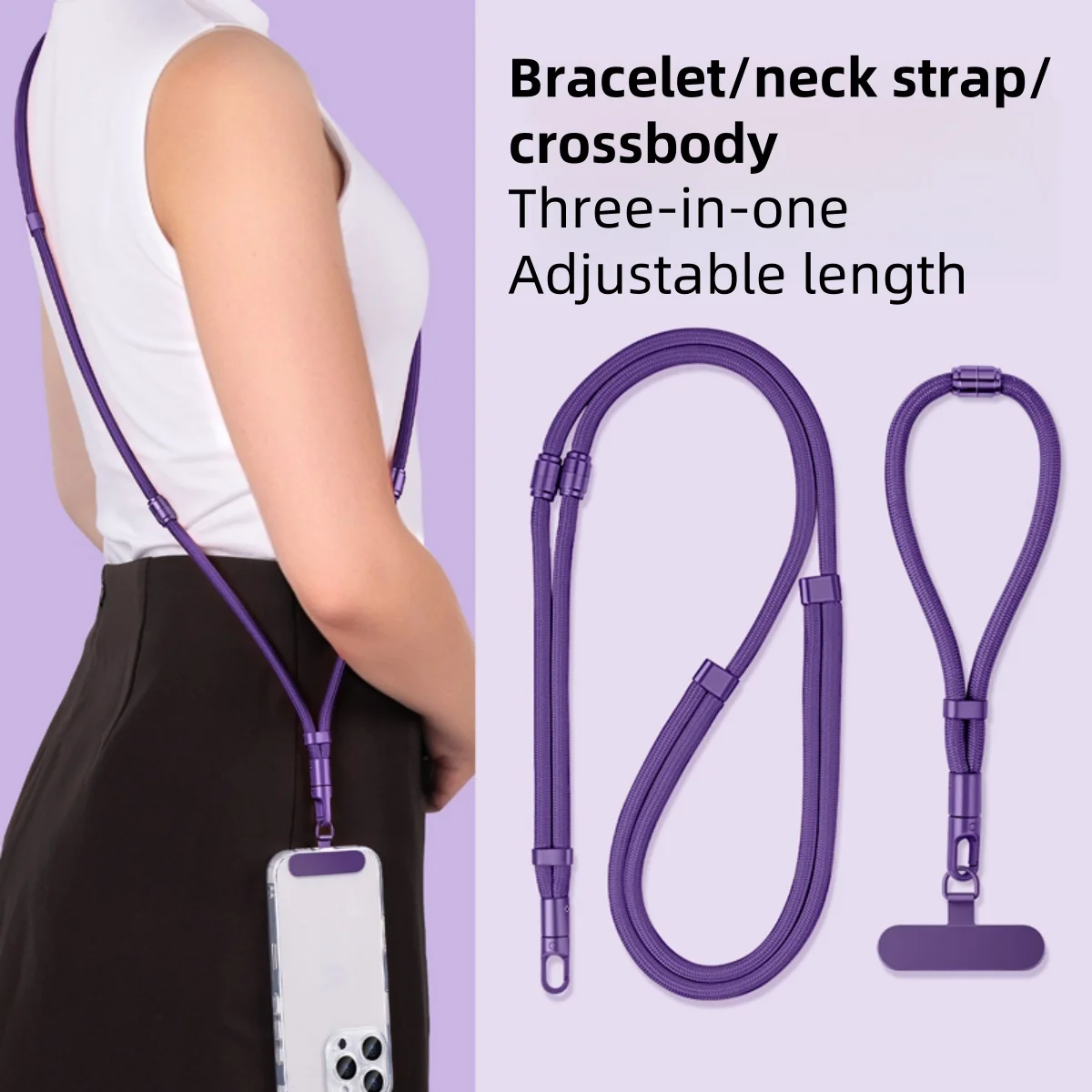 3-in-1 Switchable Mobile Phone Lanyard Adjustable Length Universal Mobile Phone Case Strap - Image 5