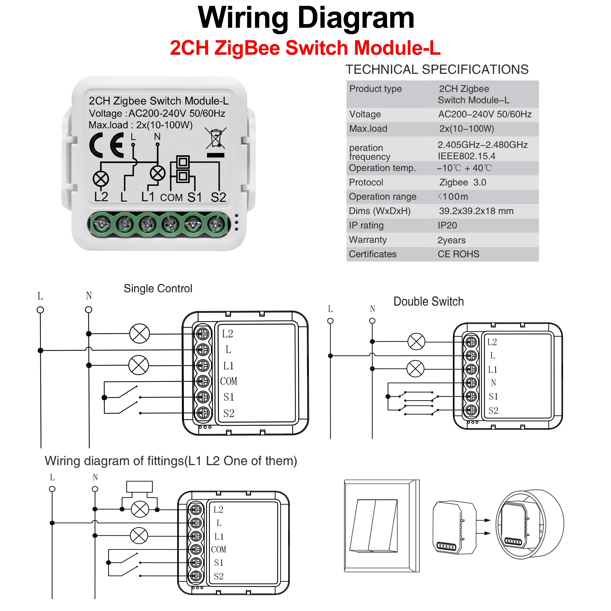 GIRIER Tuya ZigBee 3.0 Smart Switch Module No Neutral Wire Required Smart Home DIY Light Breaker Works with Alexa Google Home - Image 4