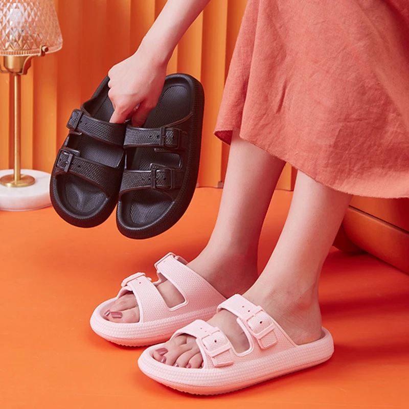 Fashion Buckle Thick Platform Slippers Women Home Soft Sole eva Cloud Slides Sandals Woman 2025 Summer Non Slip Beach Flip Flops - Image 3