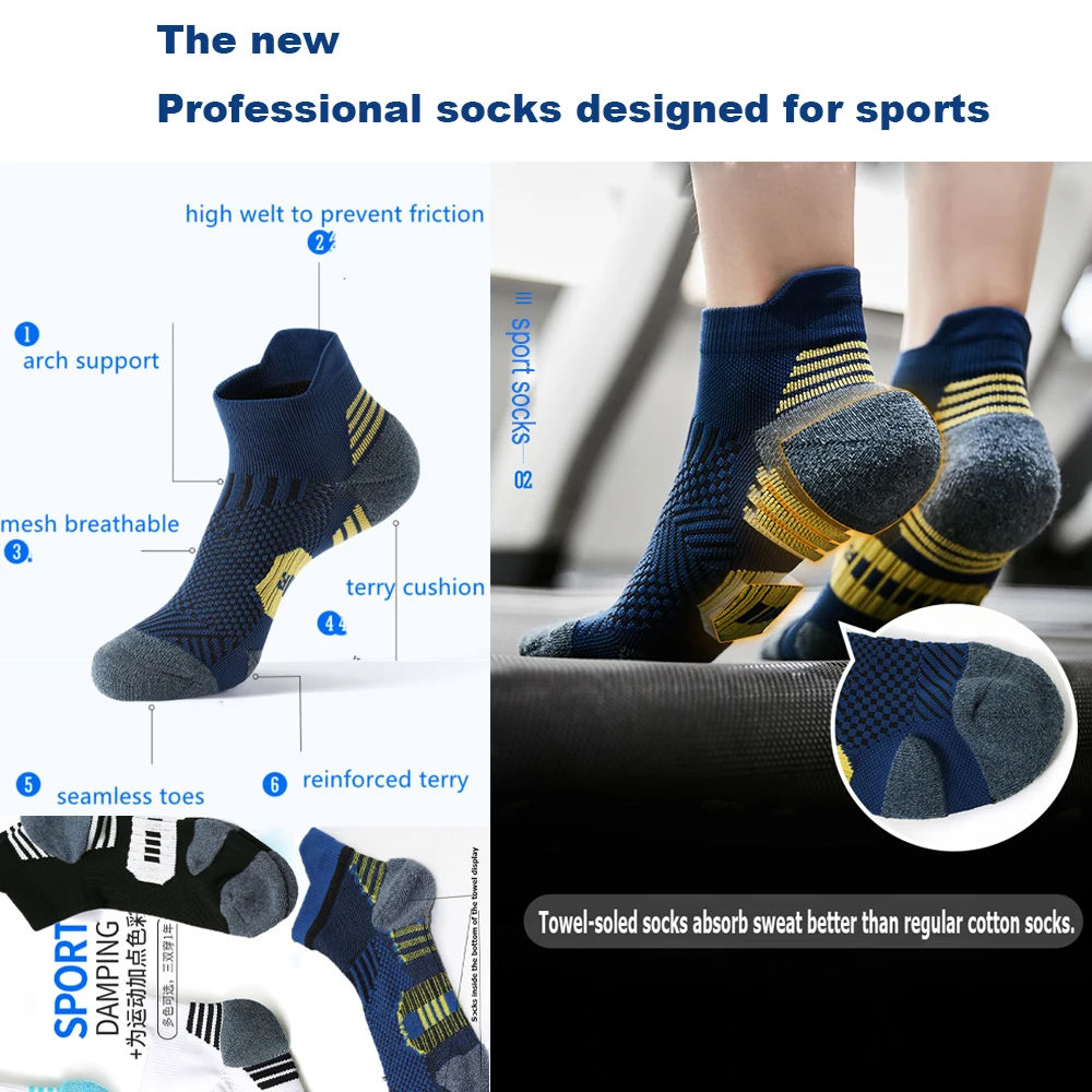 3Pair Professional Fitness Sports Socks Towel Bottom Non-Slip Running Socks Men Women Short Quick-Drying Basketball Training Sox - Image 2