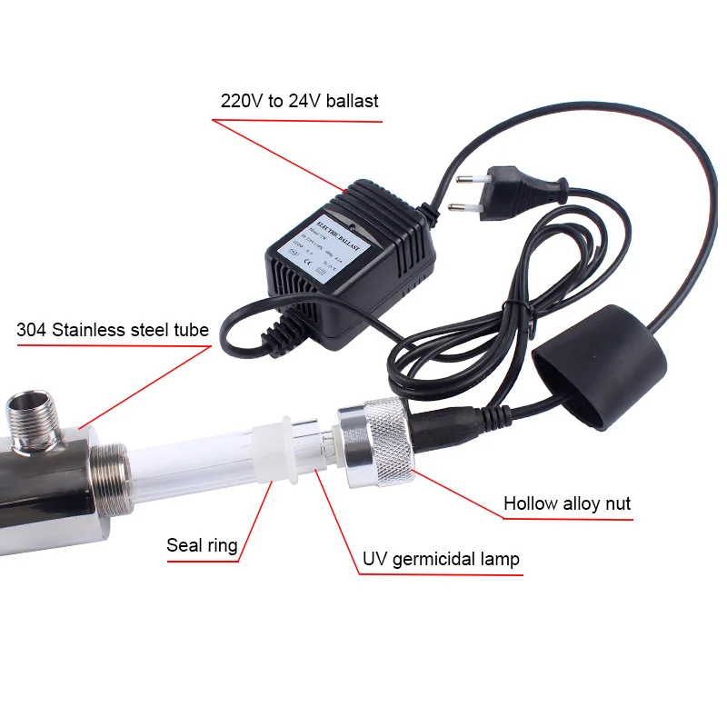 110V 220V Stainless Steel UV Water Sterilizer Ultraviolet Tube Lamp Direct Drink Disinfection Filter Aquarium Fish Tank Purifier - Image 2