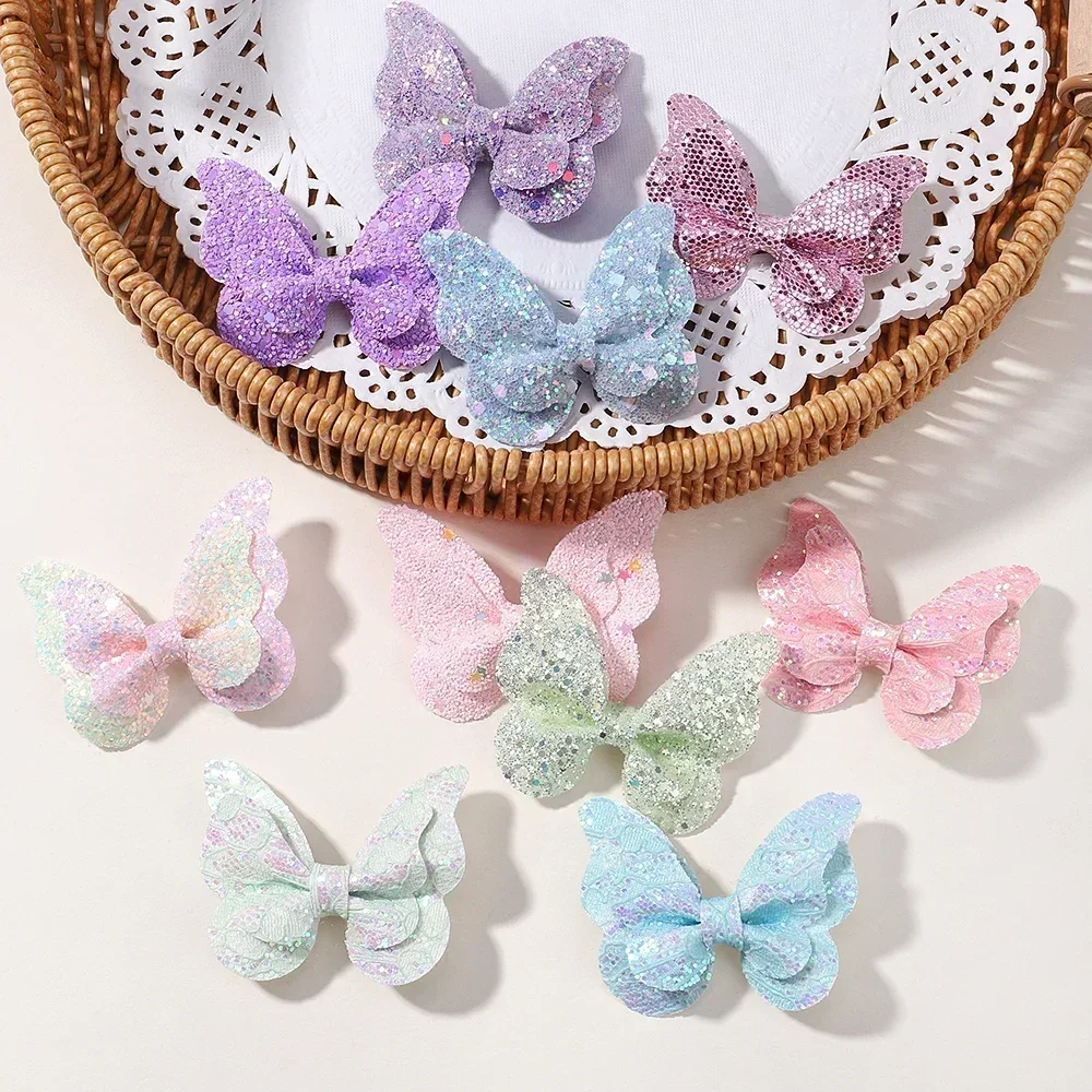 2/4/5Pcs Girls Cute Sequins Double Butterfly Hair Clip Bow Hairpins DIY Headwear Bow Decor Hairgrip Toddler Hair Accessories - Image 4