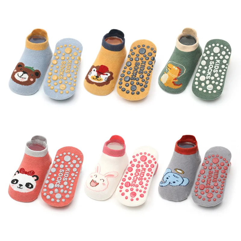 6 Pairs Kids Cotton Socks Cute Cartoon Animal Pattern Comfy Breathable Baby Non-slip Floor Socks - Image 2
