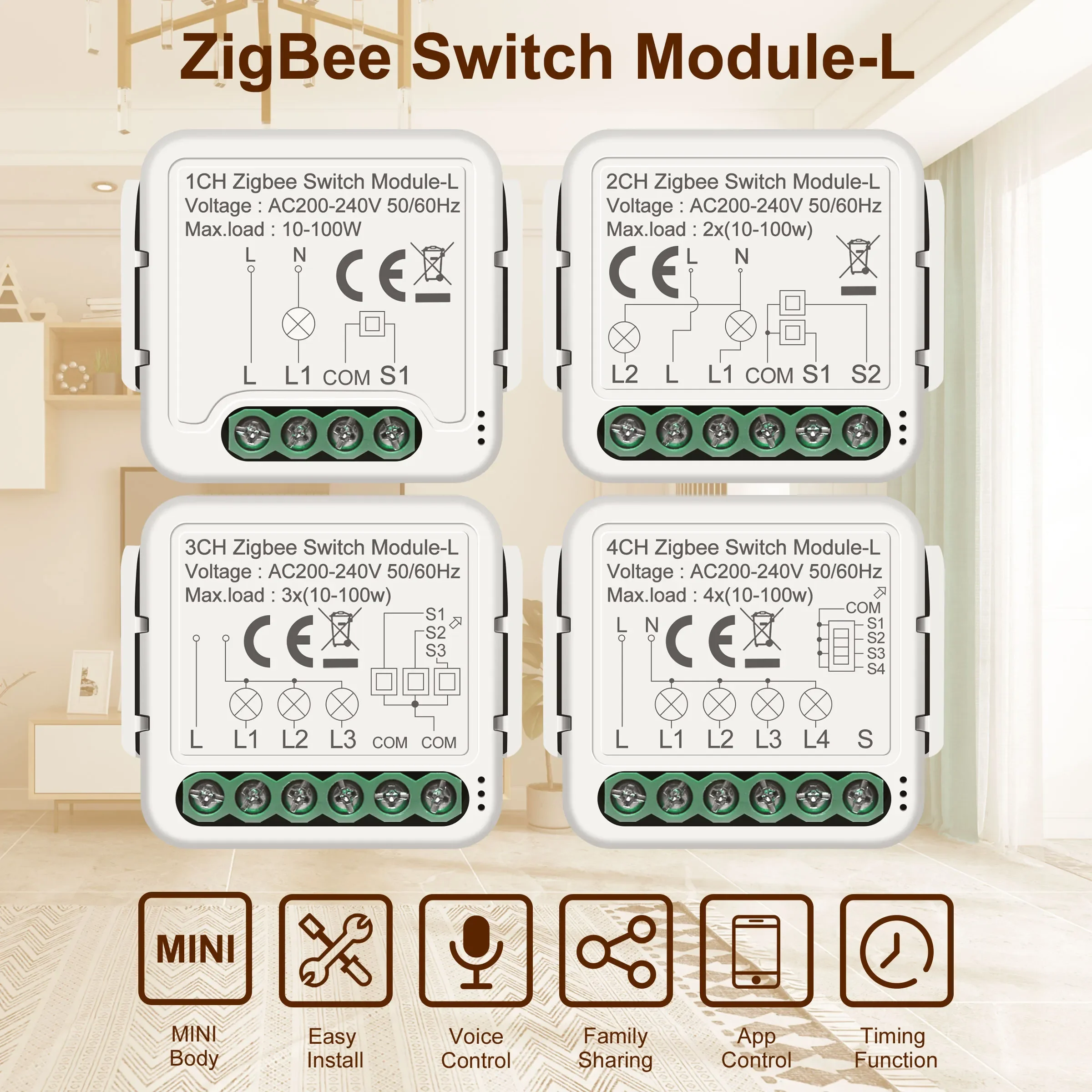 GIRIER Tuya ZigBee 3.0 Smart Switch Module No Neutral Wire Required Smart Home DIY Light Breaker Works with Alexa Google Home - Image 2