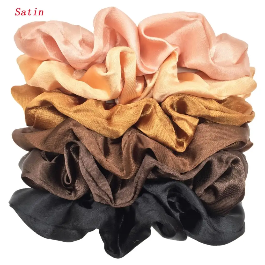 25/10//6pcs Satin Scrunchies Girls Elastic Hair Band Ponytail Holder Ties Rubber Bands Fashion Women Accessories Solid Scrunchy - Image 5
