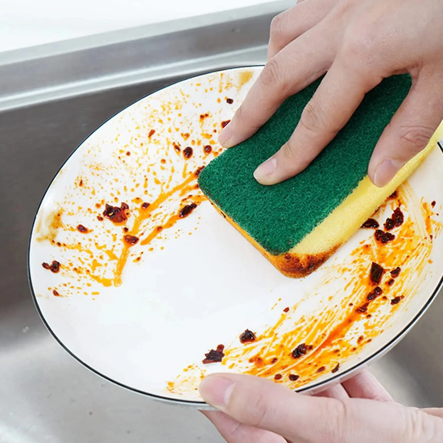 Double sided magic sponge for motorcycles, pots, and kitchens - heavy-duty grease cleaning sponge - Image 4