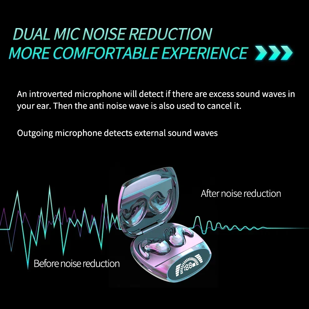 Sleep Invisible Stereo Headset IPX5 Waterproof Wireless Bluetooth Earphone Earbuds with Mic for Phone Bluetooth 5.3 Headphones - Image 5