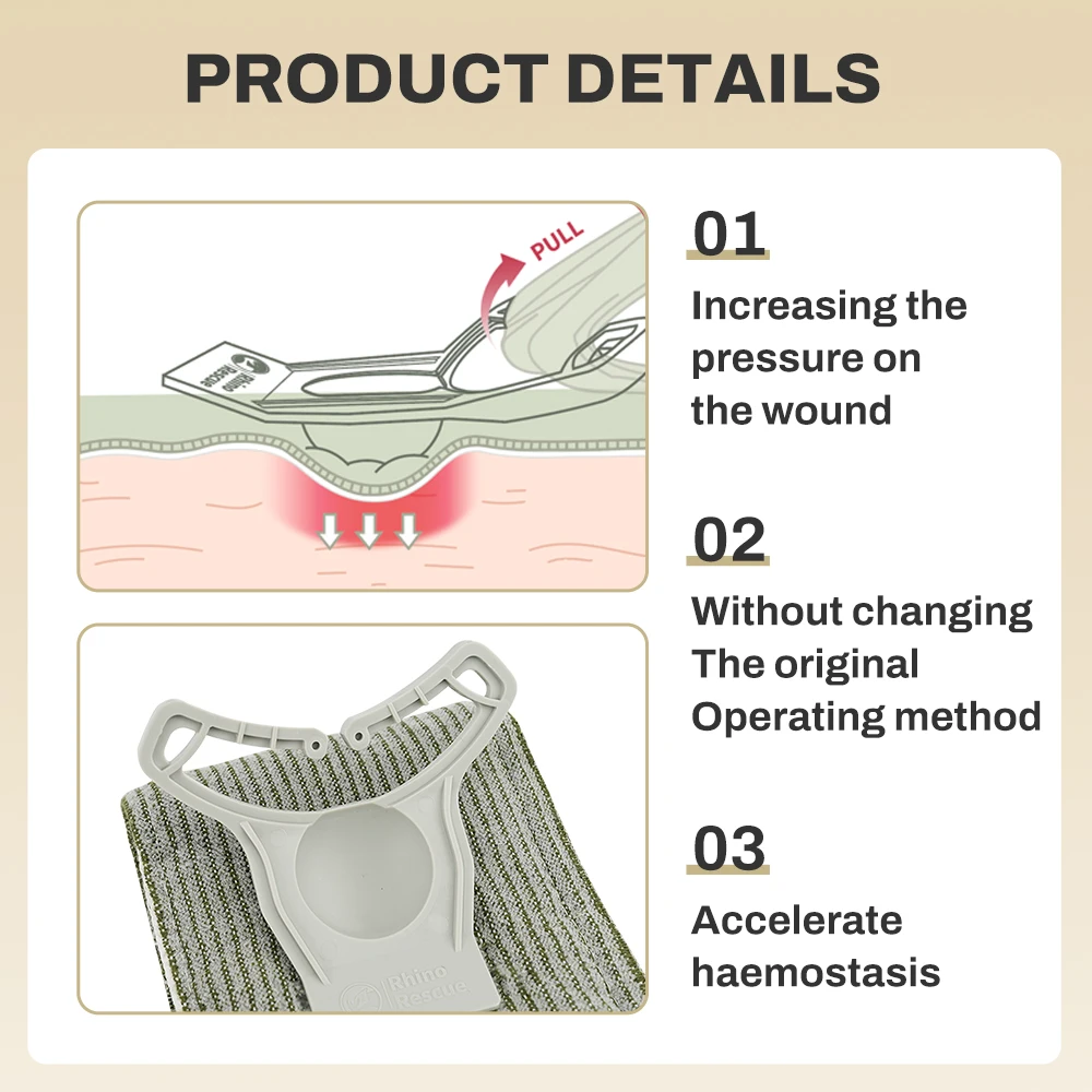 Rhino Rescue 4 Inch Pressure Emergency Bandage Compression Trauma Wound Dressing, Medical Combat First Aid Kit IFAK New Design - Image 4