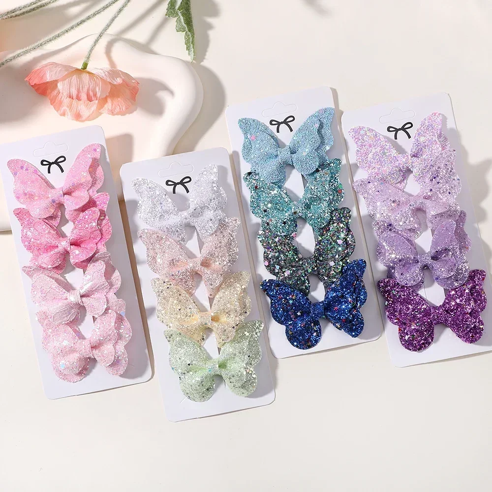 2/4/5Pcs Girls Cute Sequins Double Butterfly Hair Clip Bow Hairpins DIY Headwear Bow Decor Hairgrip Toddler Hair Accessories - Image 6