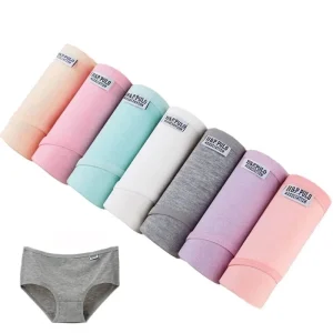 7Pcs/Lot Women’s Panties Cotton Plus Size Underwear Girls Briefs Breathable Solid Color Panty Underpant Female Lingerie M-4XL