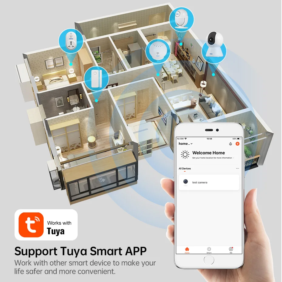 KERUI 5MP 4K Tuya Smart Mini WiFi IP Camera Indoor Wireless Home Security AI Human Detect CCTV Surveillance Camera Auto Tracking - Image 5