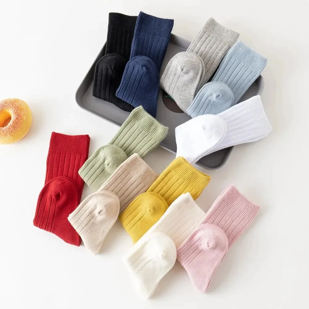 3Pairs/Lot Baby Knee High Socks Kids Girls Boys Soft Cotton Long Sock Cute Spanish Stripe Solid Children Socken For 0-8Years - Image 5
