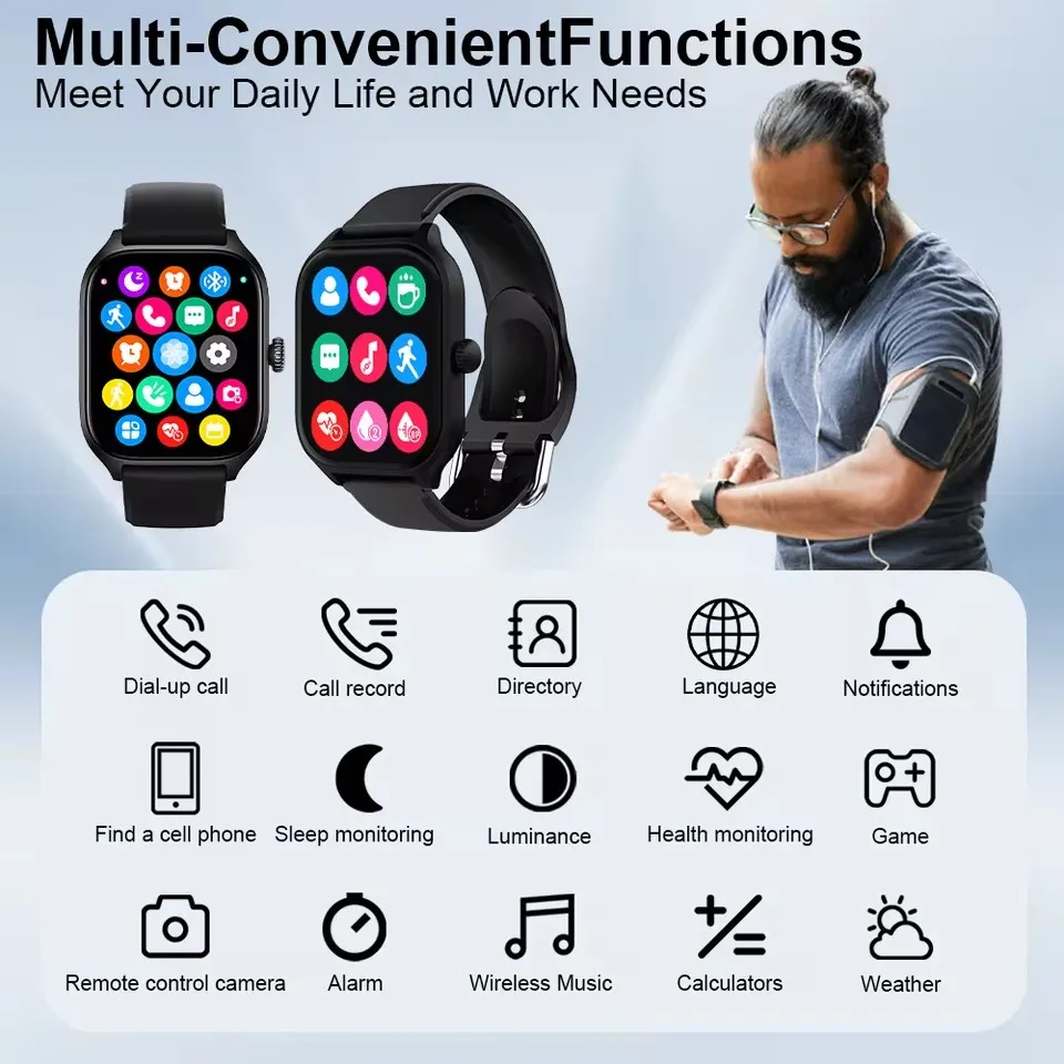 2025 Smart Watch Android IOS Phone 2.01 Inch Color Screen Bluetooth Answer Call Fitness Watches Tracker Smartwatch Women Men - Image 5