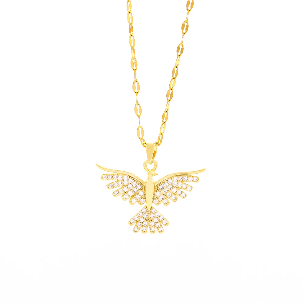 New Sparkly 18K Gold Plated Vintage Phoenix Pendant Necklaces For Women Retro Style Female Daily Wear Stainless Steel Neck Chain - Image 6