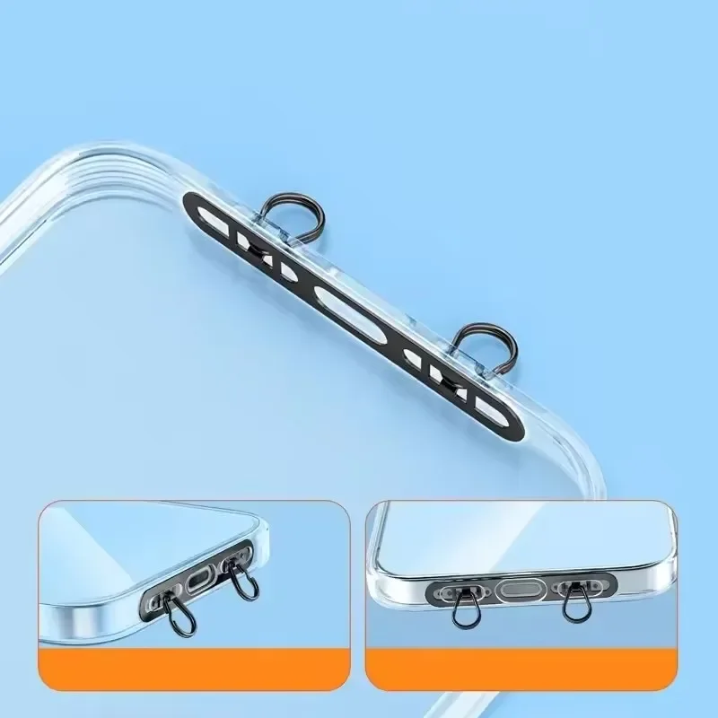New Ultra-thin Metal Phone Lanyard Gasket Patch Stainless Steel Sturdy Hanging Cord Clips Cellphone Safety Connecter Accessories - Image 2