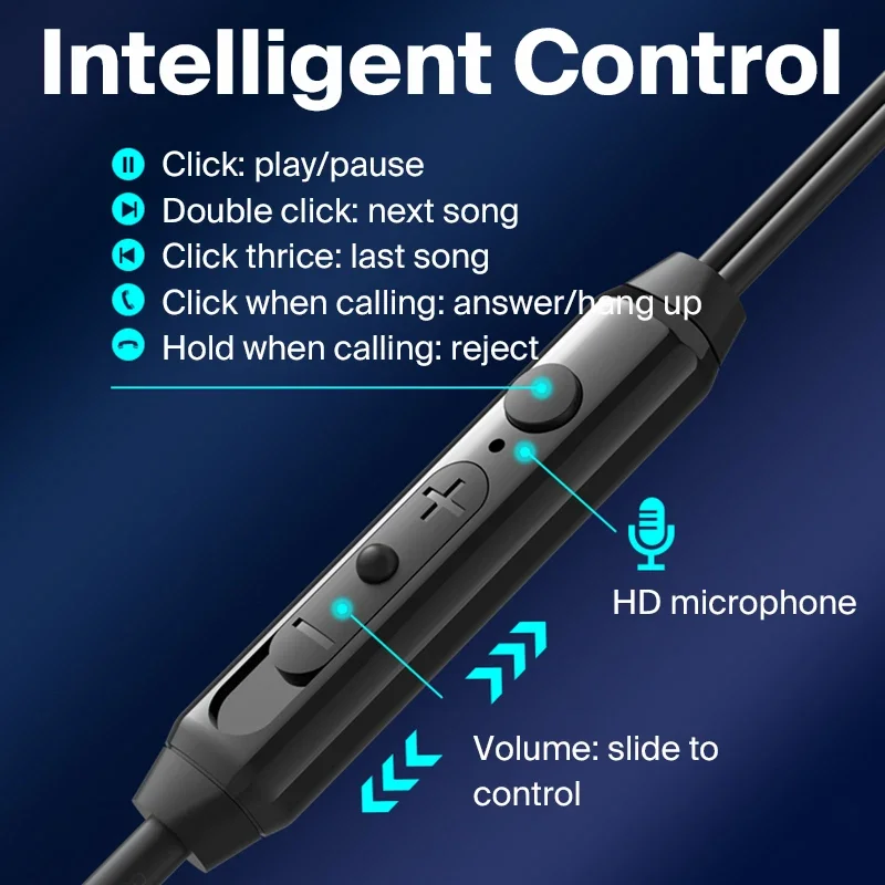 EARDECO 3.5mm/Type-C Noise Canceling Headphone Wired Headphones Bass Hifi Wired Earphone Earbuds Stereo Mic Earphone with Wire - Image 5