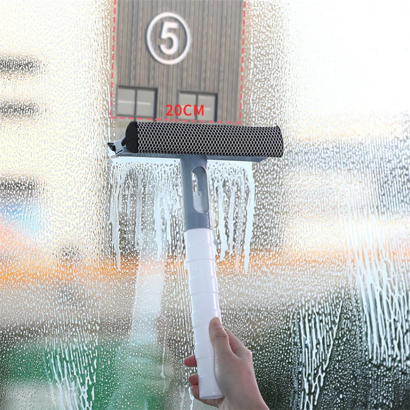 3 In 1 Window Cleaning Brush Glass Wiper for Bathroom Mirror Window With Spray Double-sided Window Cleaner Squeegee Wiper - Image 3