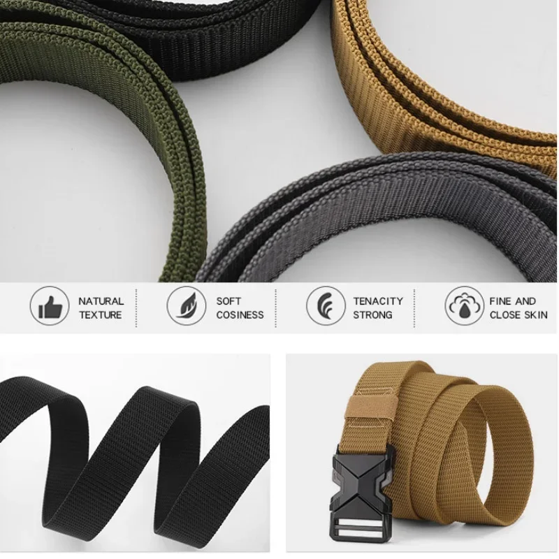 The New Men's 125cm Buckle Belt Nylon Braided Lightweight Breathable Daily Commuter Men's Belt - Image 4