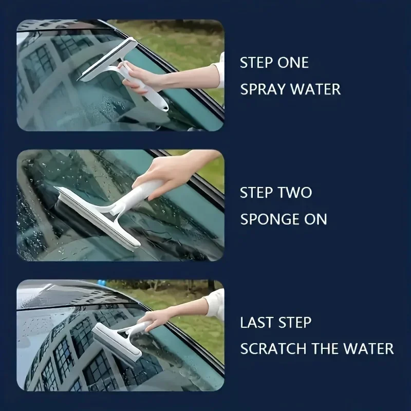 3-in-1 Silicone Shower Squeegee Wiper Hand-held Spray Window Wiper with Nozzle Watering Can Bathroom Mirror Glass Cleaning Tool - Image 5