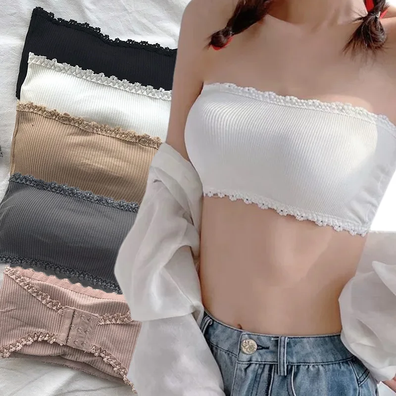 Lace Strapless Bra Women Sexy Tube Top Invisible Push Up Bralette Lady Seamless Underwea Lingerie Summer Chest Wraps Crop Tops - Image 2