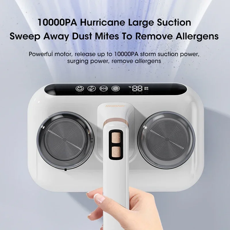10Kpa Bed Mite Vacuum Cleaner 5-in-1 Cordless UV-C Light Ultrasonic Technology Strong Suction Low Noise for Dust Pet Hair - Image 2