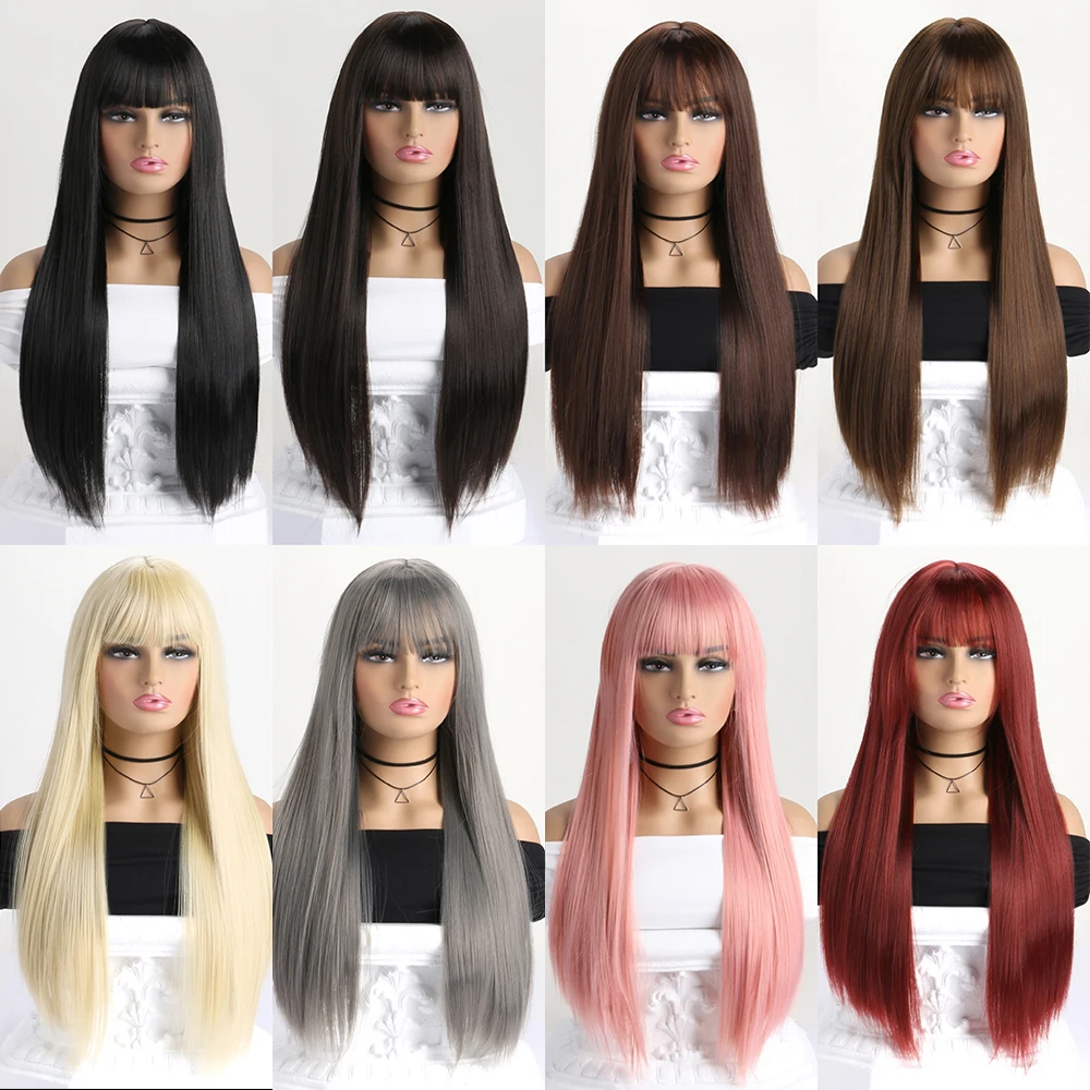 26Inch Colour Wig Long Straight Synthetic Wig for Women Fashion Wig for for Daily Halloween Costume Party Cosplay 