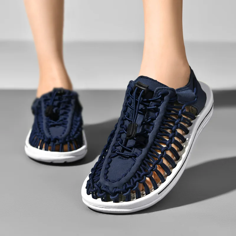 Summer Men Sandals Fashion Handmade Weaving Design Beach Sandals Breathable Casual Flat Sandals Outdoor Couples Sandals Size - Image 5