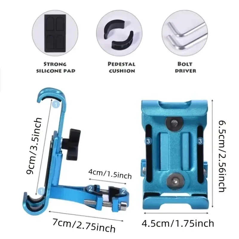 360 Rotate Metal Motorcycle Bicycle Phone Holder Aluminum Alloy Anti-slip Bracket Support GPS Clip Bike Phone Stand for iPhone - Image 2
