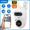 KERUI Outdoor 10MP 5K HD Dual Lens WiFi IP Camera Tuya Smart PTZ Wireless Home Security CCTV Video Surveillance Human Detection