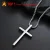 Vnox Cross Necklace for Men Women, Silver Color Plain Cross Pendant Collar with Stainless Steel Box Chain