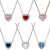 Colorful Heart Shaped Pendants Necklace Original 925 Sterling Silver Elevated Heart Necklace Lover’s Holiday Fine Jewelry Gift